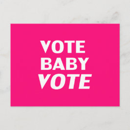 Cartão Postal "Vote Baby Vote" rosa-quente, magenta, fúcsia, bra