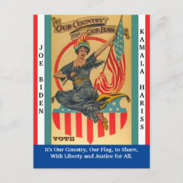 Cartão Postal Vote Biden & Harris com Bonito Vintage Lady Libert