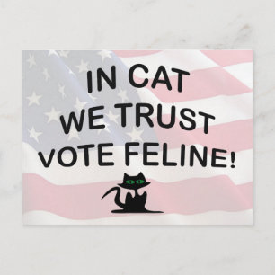 Cartão Postal Vote Cat com Bandeira Americana