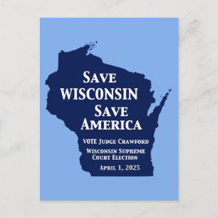 Cartão Postal Vote Crawford para o Supremo Tribunal de Wisconsin