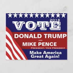 Cartão Postal Vote Donald Trump e Mike Pence