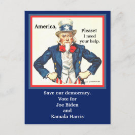 Cartão Postal Vote em Joe Biden & Kamala Harris, Tio Sam Pic