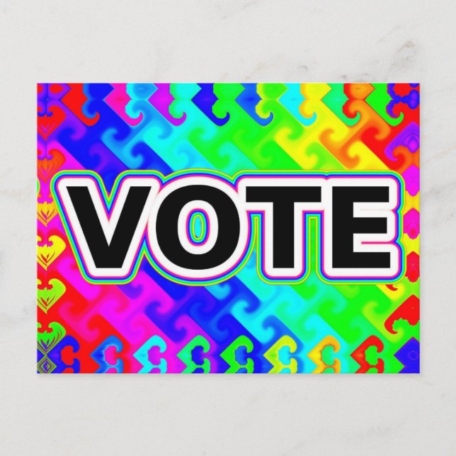 Cartão Postal VOTE (Fundo Onda Arco-Íris) (Frente)
