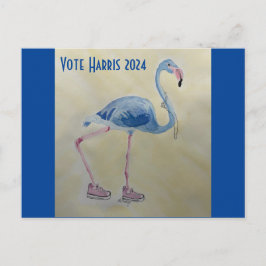 Cartão Postal Vote Harris 2024 Blue FLAmingo com Cartão-Postal d