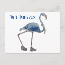 Cartão Postal Vote Harris 2024 Blue FLAmingo com Cartão-Postal d