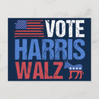 Vote Harris Walz Democrata Donkey American Flag