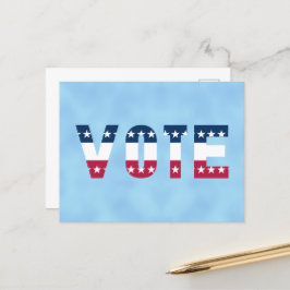 Cartão Postal VOTE Vermelho Branco e Azul (Estrelas)