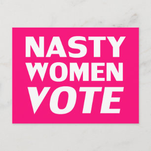 Cartão Postal "Votem Mulheres Desagradáveis" rosa-quente, magen