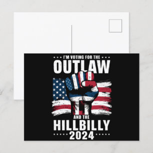 Cartão Postal "Voto a favor do Outlaw e do Hillbilly 2024 EUA