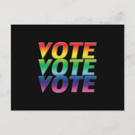 Cartão Postal "Voto votaço" orgulho lgbtq lgbt arco-íris preto