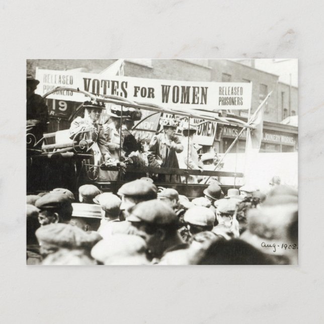 Cartão Postal Votos a favor das mulheres, agosto de 1908 (Frente)