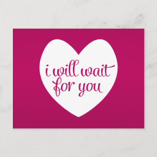 Cartão Postal Vou Esperar Por Você Coração Rosa