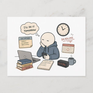 Cartão Postal Vou Fazer Amanhã Piada de Procrastinação Meme