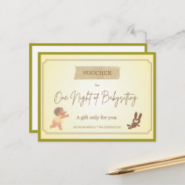 Cartão Postal Voucher de 'Babá' Engraçado Presente