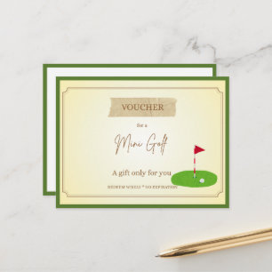 Cartão Postal Voucher de Presente 'Mini Golfe' Divertido