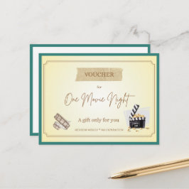 Cartão Postal Voucher de Presente 'Noite de Cinema' Divertido