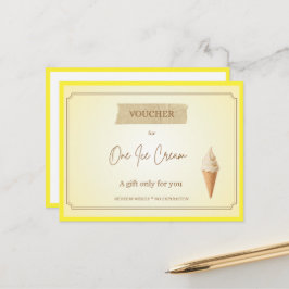 Cartão Postal Voucher de Presente 'Um Sorvete' Divertido