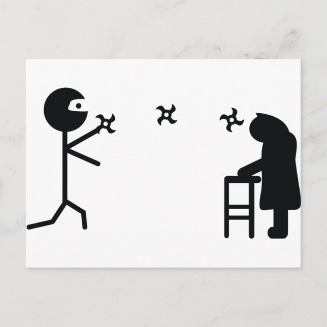 Cartão Postal vovó-lutadora ninja (Frente)