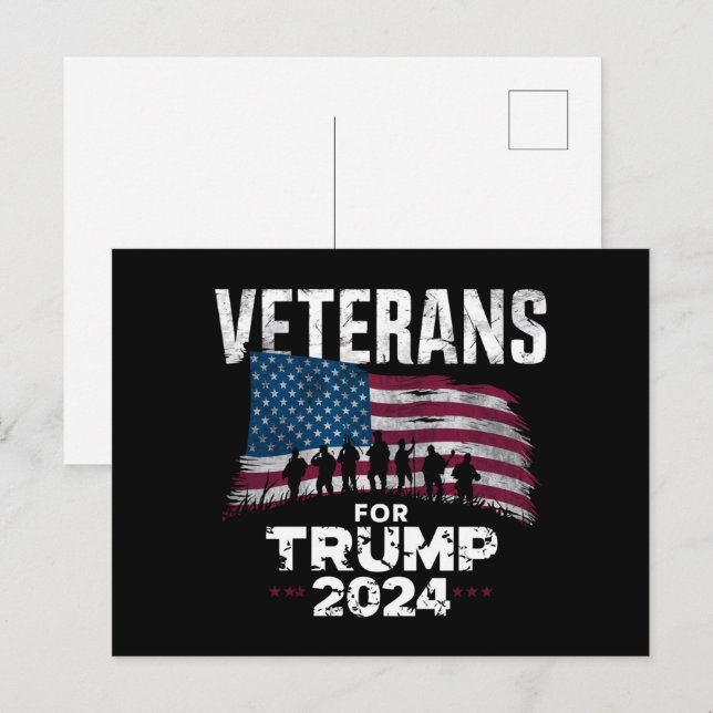 Cartão Postal Vovô pai Veteranos Para Trump 2024 American Flag (Frente/Verso)