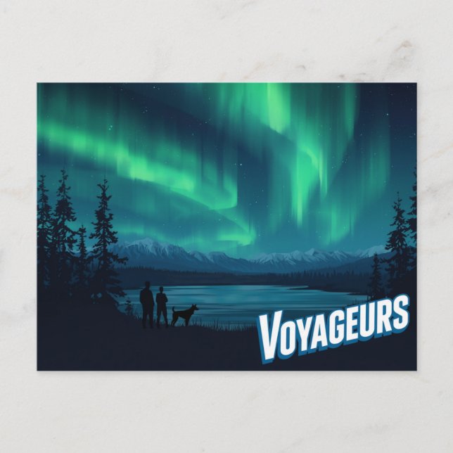Cartão Postal Voyageurs Aurora Borealis Art (Frente)