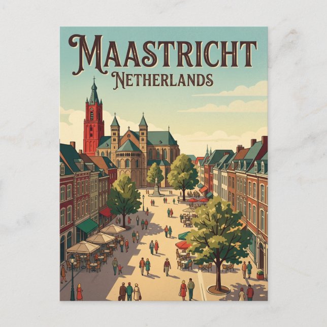 Cartão Postal Vrijthof Square, Maastricht Netherlands (Frente)
