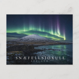 Cartão Postal Vulcão da Geleira Snæfellsjökull Islândia Aurora