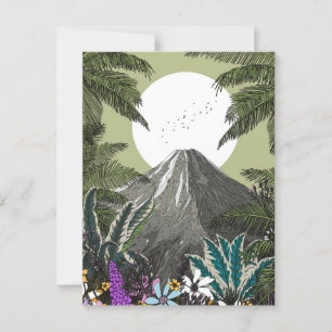 Cartão Postal Vulcão Montanha Flor Silvestre