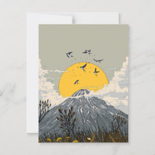 Cartão Postal Vulcão Montanha Flor Silvestre