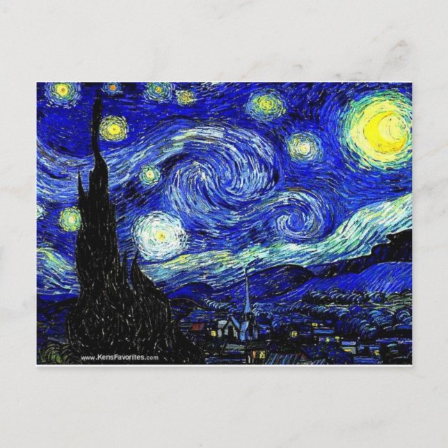 Cartão Postal vVan Gogh Starry Night Fine Art (Frente)
