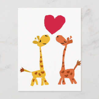 Cartão Postal VW - Engraçado Girafa Amor Cartoon