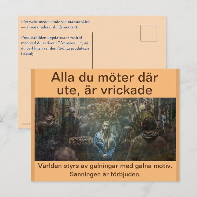 Cartão Postal Vykort — Alla är vrickade (Frente/Verso)