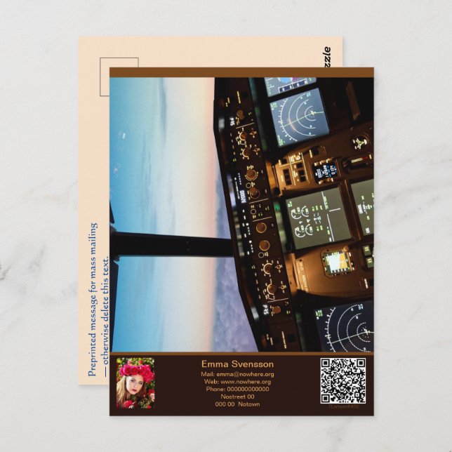 Cartão Postal Vykort — Connect, Airplane (Frente/Verso)