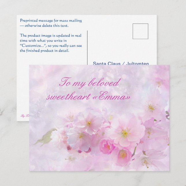 Cartão Postal Vykort — Romance (Frente/Verso)