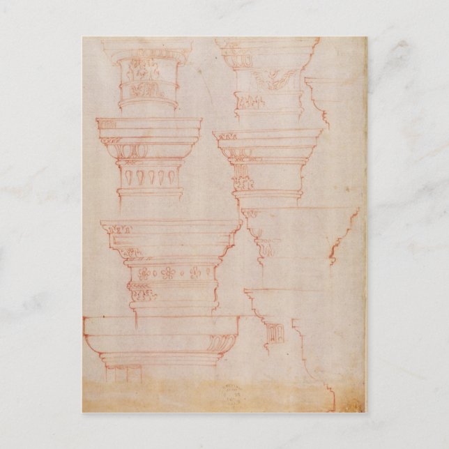 Cartão Postal W.18v Estudo das maiúsculas das colunas (Frente)