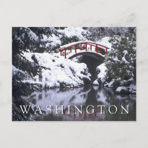 Cartão Postal WA, Seattle, ponte de Lua e lagoa após o inverno