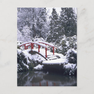 Cartão Postal WA, Seattle, ponte de Lua e lagoa após o inverno