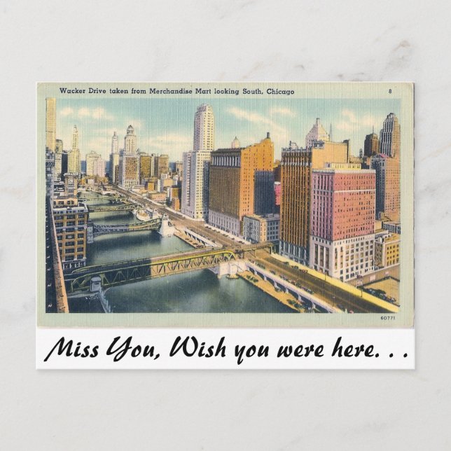 Cartão Postal Wacker Drive, Chicago, Illinois (Frente)