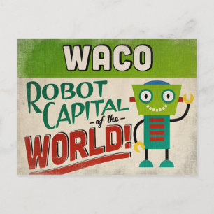 Cartão Postal Waco Texas Robot - Funny Vintage