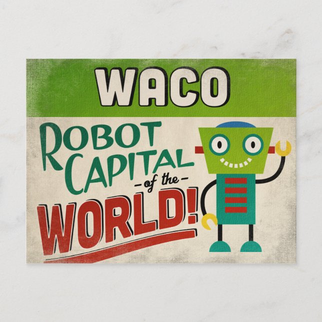 Cartão Postal Waco Texas Robot - Funny Vintage (Frente)