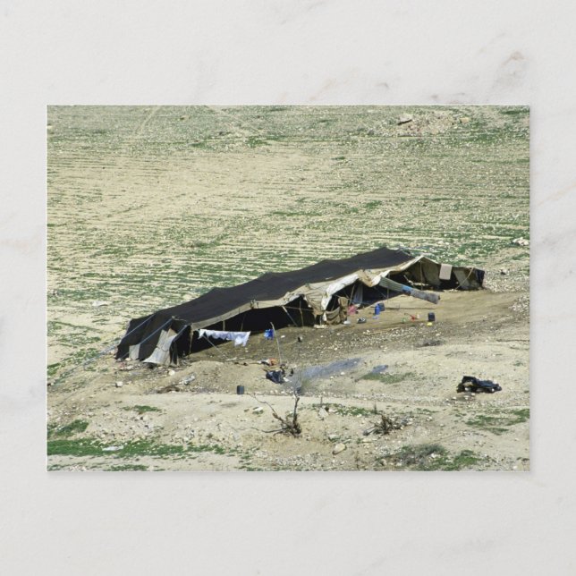 Cartão Postal Wadi-Al-Hasa, tenda de beduína, Jordânia (Frente)
