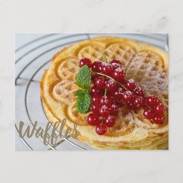 Cartão Postal Waffles caseira com groselhas para dentes doces (Frente)
