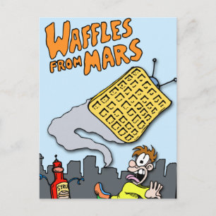 Cartão Postal Waffles voando de Marte!