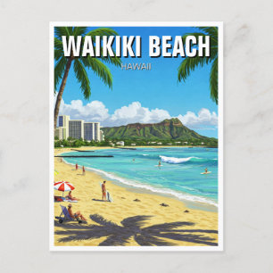 Cartão Postal Waikiki Beach Oahu Hawaii Viagem