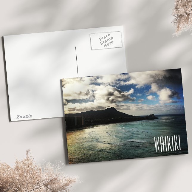 Cartão Postal Waikiki Beach Sunrise Diamond Head Hawaii (Criador carregado)