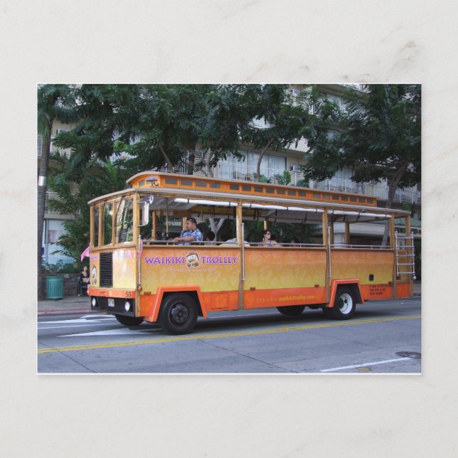 Cartão Postal Waikiki Trolley, Honolulu, Havaí (Frente)