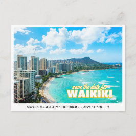 Cartão Postal Waikiki Wedding Save the Date Skyline Postcard
