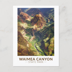 Cartão Postal Waimea Canyon State Park Hawaii Watercolor