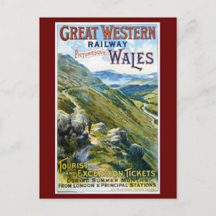Cartão Postal Wales UK, Railroad, Publicidade