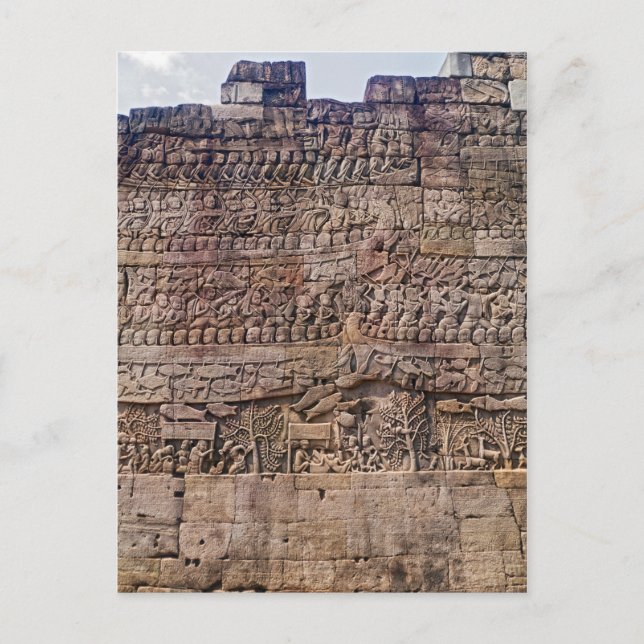 Cartão Postal Wall Carving Art Scene, Bayon Temple, Siem Reap (Frente)