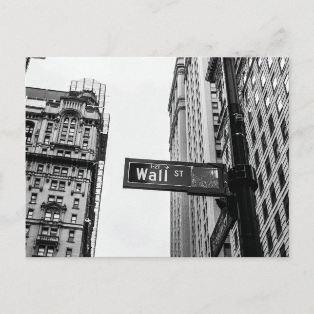 Cartão Postal Wall Street Preto e Branco (Frente)